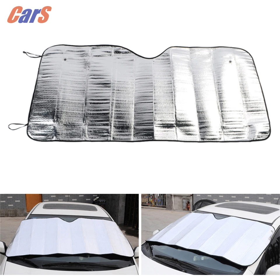 Goodyear Folding Windshield Sun Shade 130x60cm - UV & Heat Blocker With Suction Cups