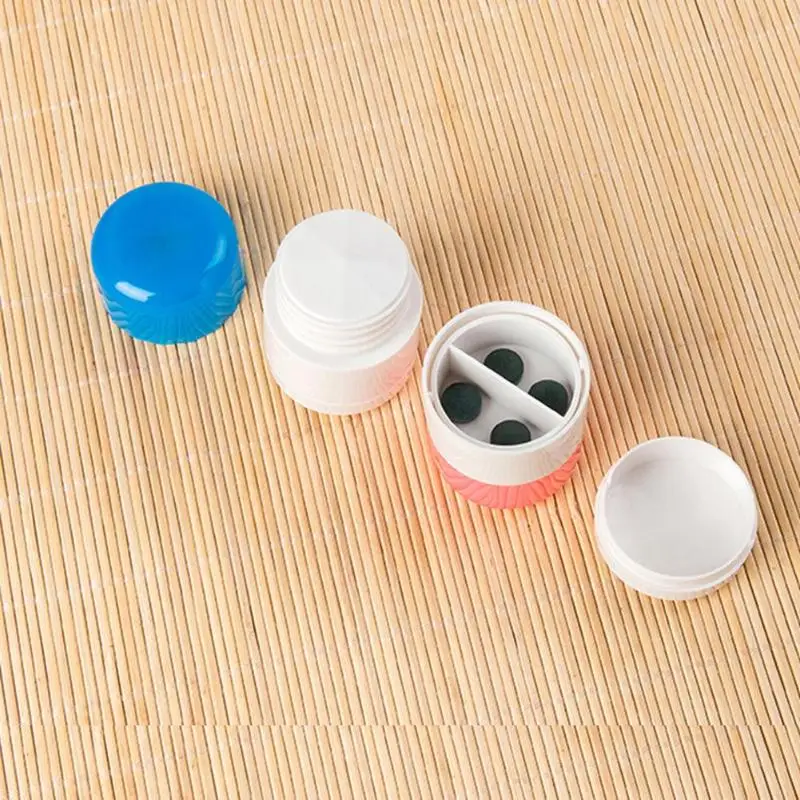 

1pc Round Medicine Box Outdoor Travel Pill Case Plastic Portable Storage Container Pill Box Head Grinding The Drug