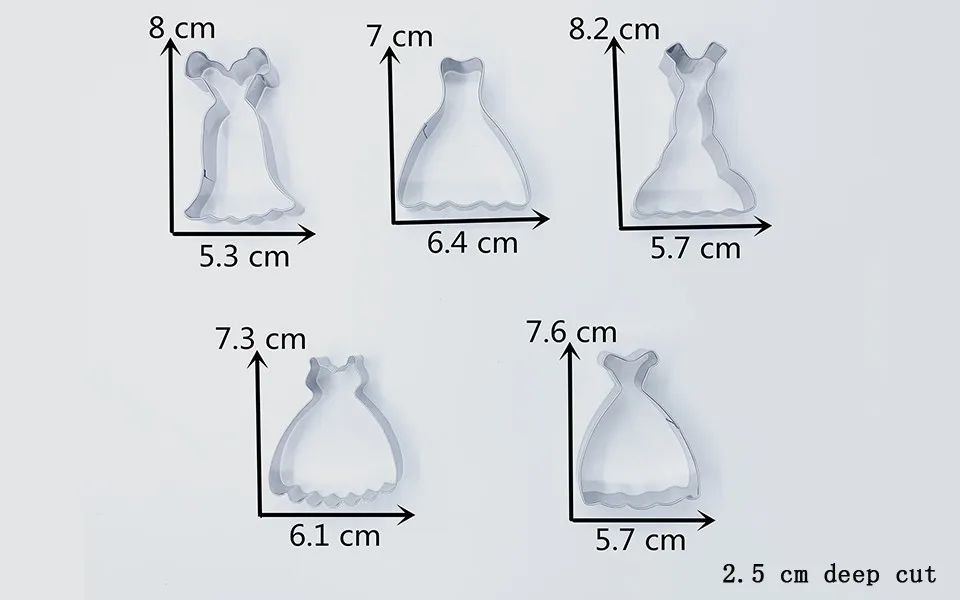 KENIAO Свадебное платье формочки для печенья- 5 предметов Печенье / Помадка / Кондитерские изделия / Хлеборезки- Нержавеющая сталь