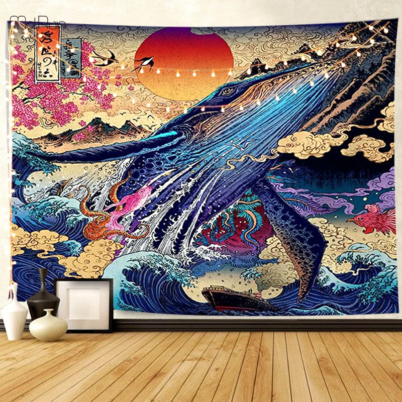 

2 Sizes Wall Tapestry Animals Colorful Printed Wall Hanging Decorative Home Modern Style Yoga Mat Blanket Bedspread Home Textile