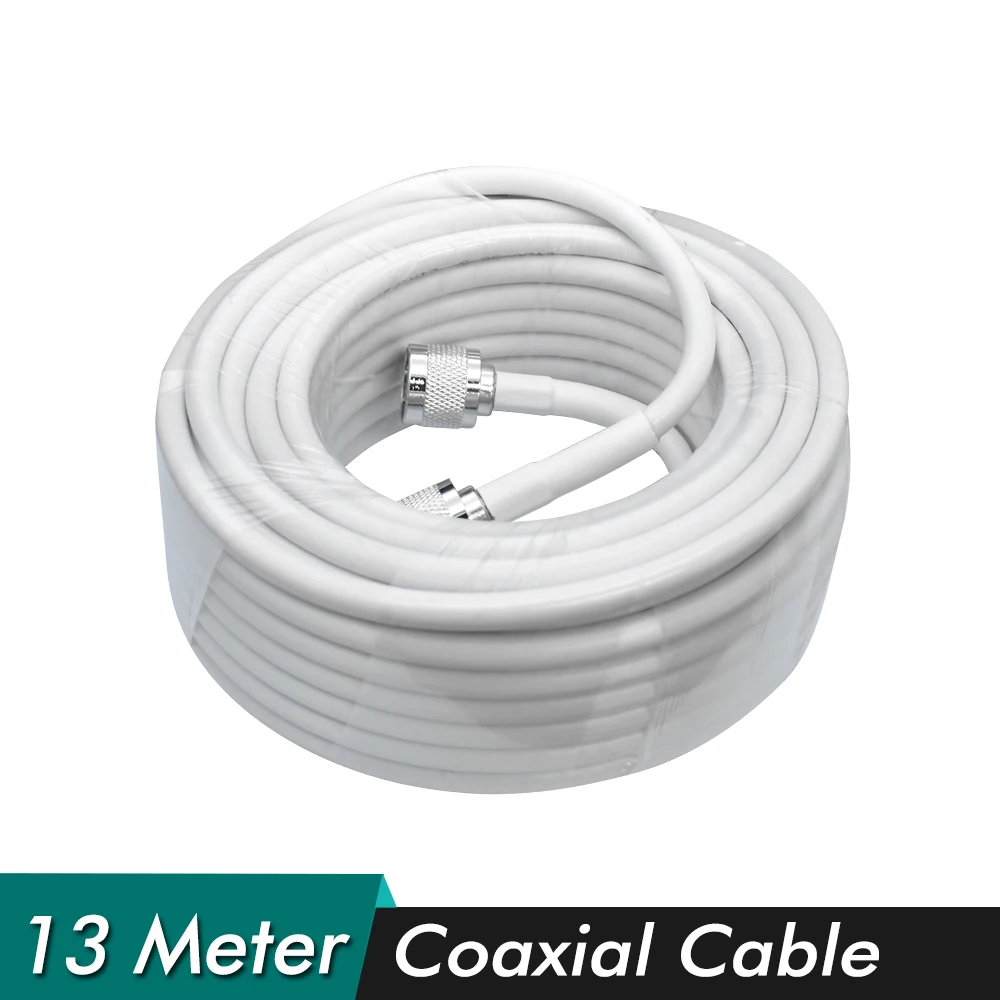 

White 13 Meters 50ohm 50-5 Coaxial Cable N Male Connector Low Loss Signal 13m Coax Cable for Cell Phone Signal Booster Repeater