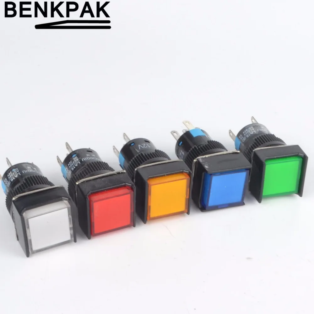 

1PC 5V 12V 24V 220V momentary LED Illuminuted Maintained Self-locking Push Button Switches 16MM Latching Push Button