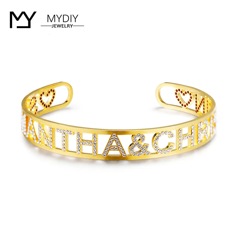 

925 Silver Gold Name Bangles Personalized Bangle ID Family Lover Nameplate Faith Letter Bangles & Bracelet Adjusted Bracelet