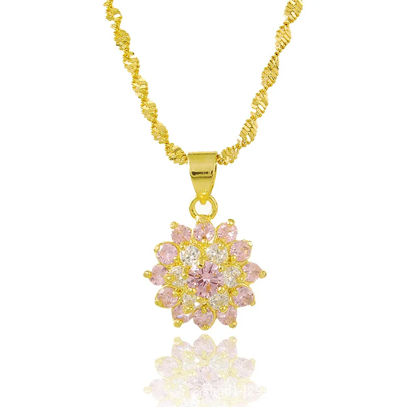 Цепочка с цепочкой из золота 24 карата цветком 2019|Ожерелья подвеской| |