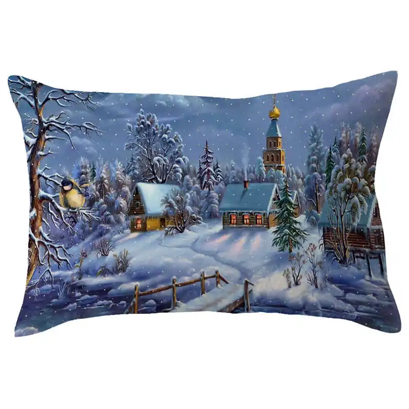 Merry Christmas Linen Pillow Cases Sofa Rectangle Cushion Cover Home Decoration pillow covers decorative velvet 3050cm #2o19 (8)