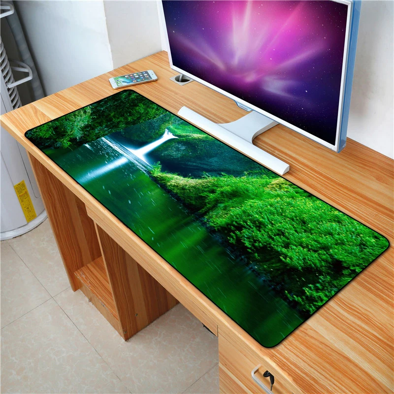 

FFFAS 70X30cm Large mouse pad Beautiful Nature Scenery Green Waterfall Series Applicable to notebook computers PC HD pattern