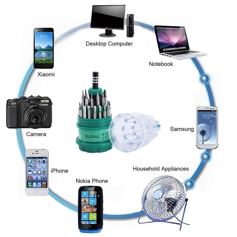ELECALL 31 In1 многофункциональный Набор отверток Мультитул комплект отвертка Torx ремонт инструментов для Iphone ноутбуков Tablet часы
