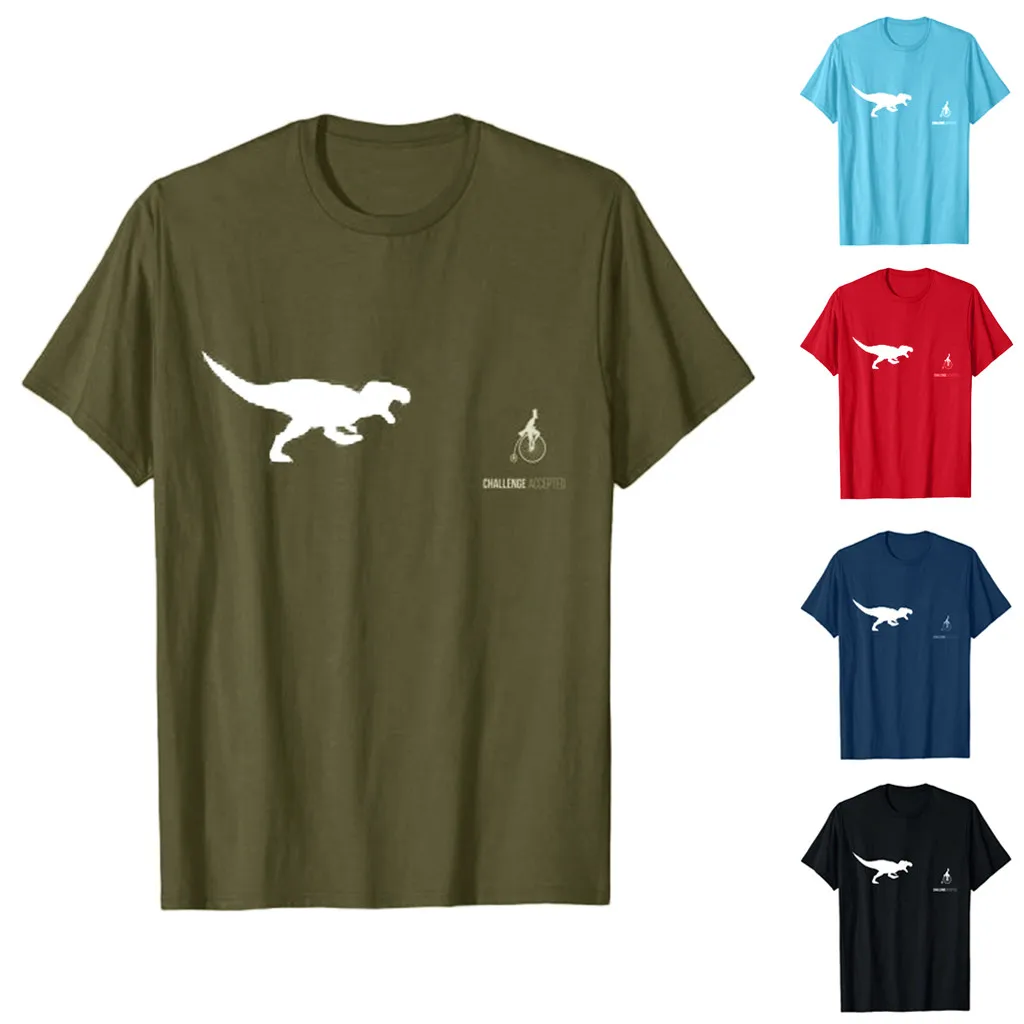 

T-Shirts men Short Fashion Casual T Shirt Color Short Sleeve T-Shirt Blouse Mens Tops Tees Dinosaur Print O-Neck Summer Fashion
