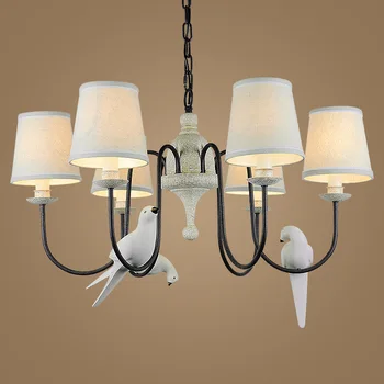 

HAIXIANG European retro style living room dining room bedroom Cafe lighting Iron linen Chandelier 3/6/8 lights E14