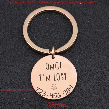 

Engraved OMG I'm Lost Round Keychain Personalized Telephone Number Pet Tag Pet ID Tag Dog Collar Tag Prevent Dog Lost Gift