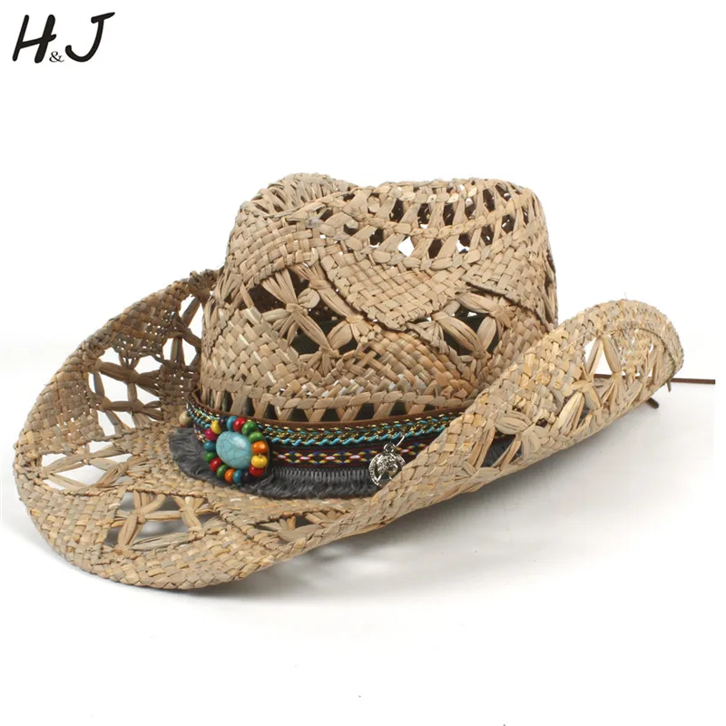 

100% Natural Straw Cowboy Hat Women Men HandWork Weave Cowboy Hats For Lady Dad Summer Western Sombrero Hombre Lifeguard Hats