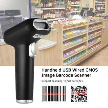 

Handheld USB Wired CMOS Image Barcode Scanner 1D 2D QR PDF417 Data Matrix Bar Code Reader with USB Cable for Mobile Payment