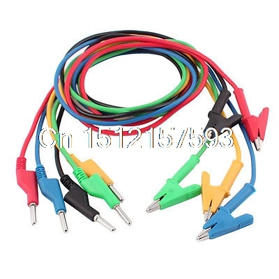 

5 Pcs Multicolor 4mm Banana to 2CM Alligator Clip Test Probe Cable 1M Long