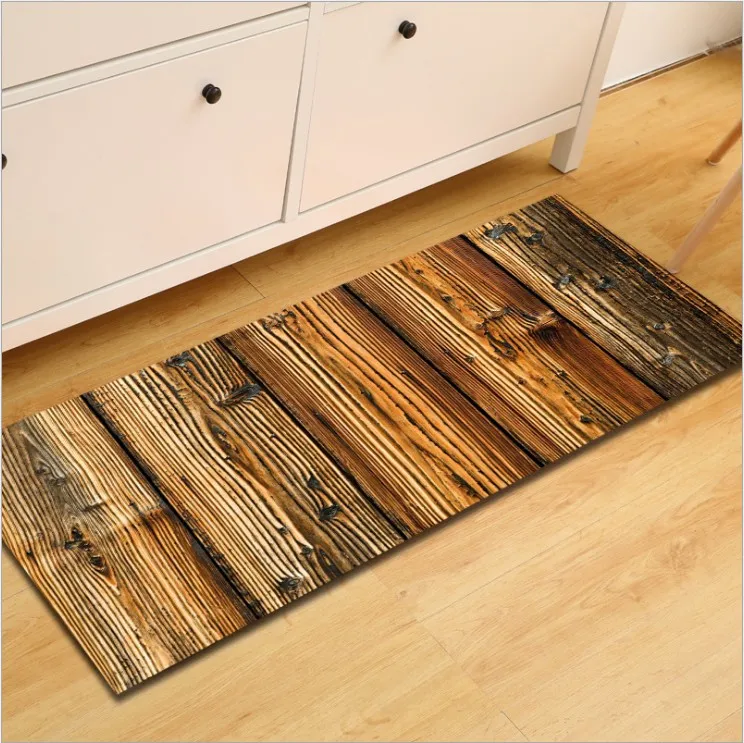  Wood Pattern Rectangle Corridor Mats Welcome Door Mat Living Room Rugs Anti-slip Kitchen Floor Mats