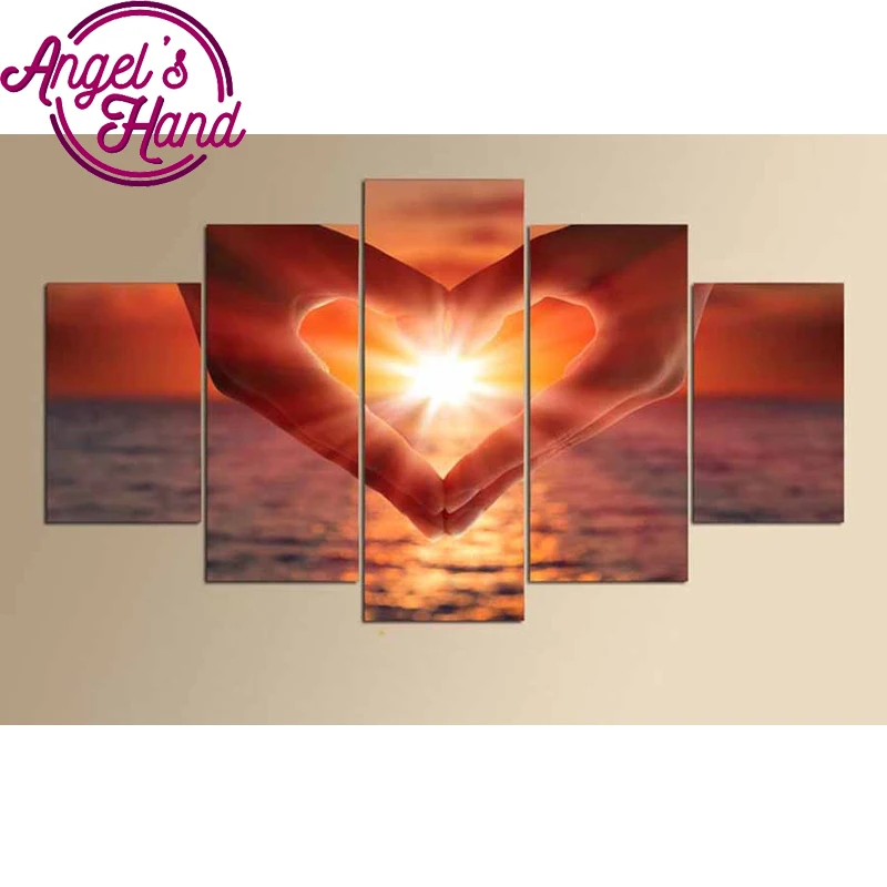 Бусины Алмазная вышивка море sunrise love 5 шт. 5d diy алмазная живопись мозаичный Рисунок