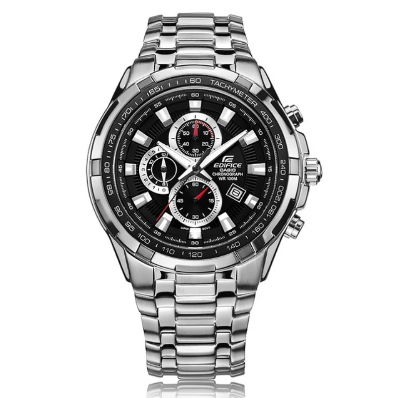 

Business New 2017 Casio watch men's edifice series sports quartz watch 100 meters waterproof black plate steel belt EF-539D