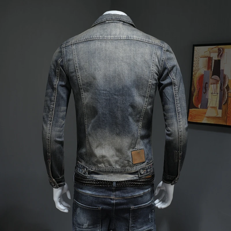 Куртка из денима джинсы винтажная одежда ретро Мужское пальто Плюс Размер Повседневная Новая тонкая классика