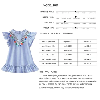 

Summer Flying Sleeve Girls Tassel Dresses Stripe Cotton Cute Kids Party Dresses for Kids girls Princess Dress Tops Clothes
