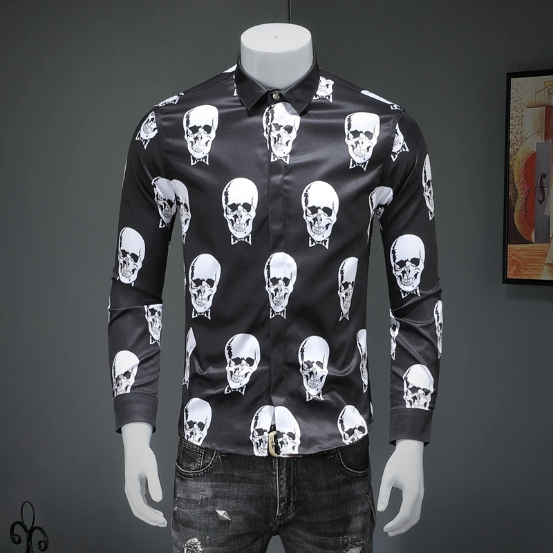 

In 2019, the new Cultivate morality men long sleeve shirt skull The long-term 2018 - CS16 - F85 qiantang