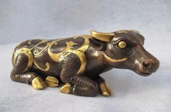 

Royal Palace Pure Bronze 24K Gold Gild Feng Shui phoenix design animal Cattle 8.02