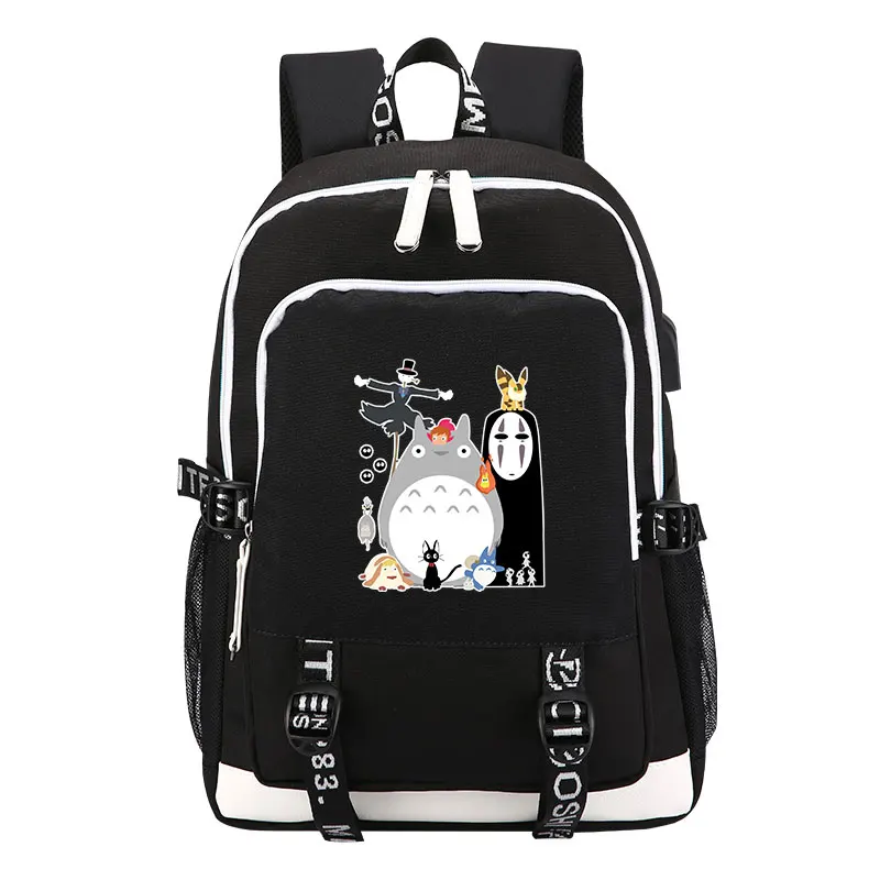 Унесенный призраками, рюкзак с принтом «No Face Man», Kawaii Totoro, женский милый рюкзак с usb зарядкой, рюкзак для ноутбука, Брезентовая школьная сумка