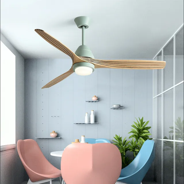 Nordic Macaron Led Ceiling Fan Light Fashion Three Color Change