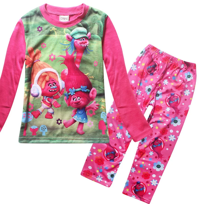 

Amuybeen 2Pcs Girls Sets 2017 Summer Character Trolls Fashion Casual Children Clothing Suit for Toddler Kids Girl Clothes Suits