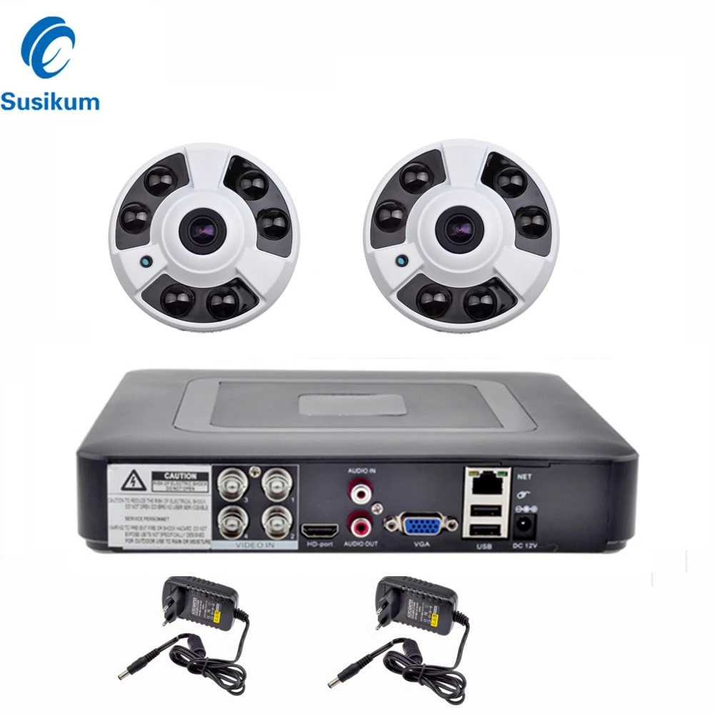

AHD Camera Kit 2PCS 2MP 1080P Night Vision 1.7mm Lens Fisheye 180 Degree View Video Surveillance System