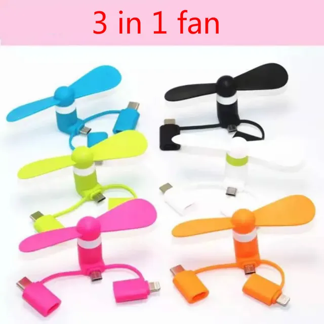 3 IN 1 Travel Portable Cell Phone Mini Fan Cooling Cooler for Android Type-c Micro USB C For IPad IPhone 5 6 6S 7 Plus 8 X XS 4