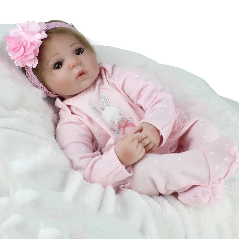 

Reborn Doll Newborn Baby Kimi Rooted Mohair Pink Bebe Romper NPK DOLL 22 inch Cloth Body Soft Vinyl Girl Playmate Lovely Boneca