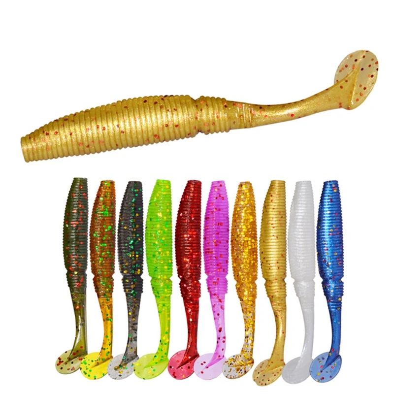 90pcs Paddle Tail Soft Worm 1g 5cm soft Grubs wobbler soft Fishing lure