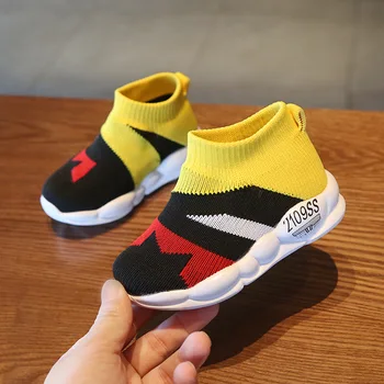 

Boys Fly Knitting High Top Socks Shoes Toddler Girls Sport Shoes Children Breathable Running Sneakers Kids School Sneakers