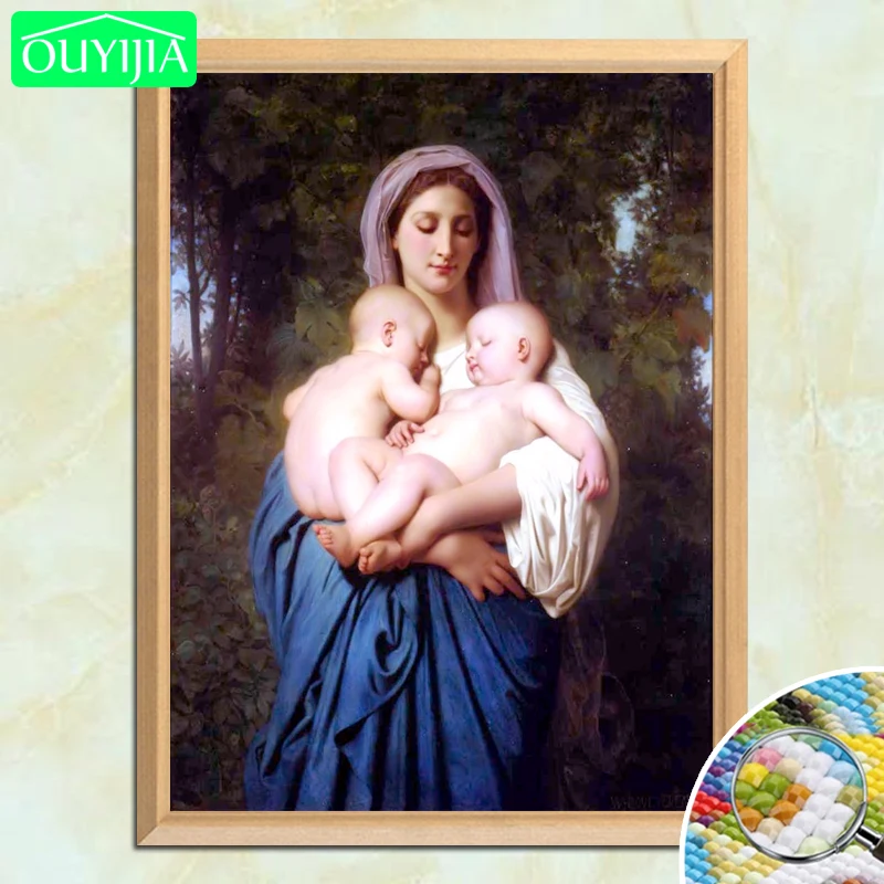 

French Bouguereau Famous Painting "Charity" 5D DIY Diamond Painting Full Square Embroidery Rhinestones Mosaic Decoration Picture