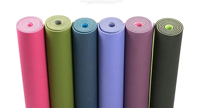 Коврики для йоги Тренажерный зал TPE двойной цвет Коврик для йоги 6 мм толстый коврик для упражнений нескользящий коврик для фитнеса для