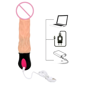 OLO Flexible Realistic Dildo Vibrator Heating Vagina Massager 12 Mode Soft Silicone Godemichets Masturbation Sex Toys for Woman 4