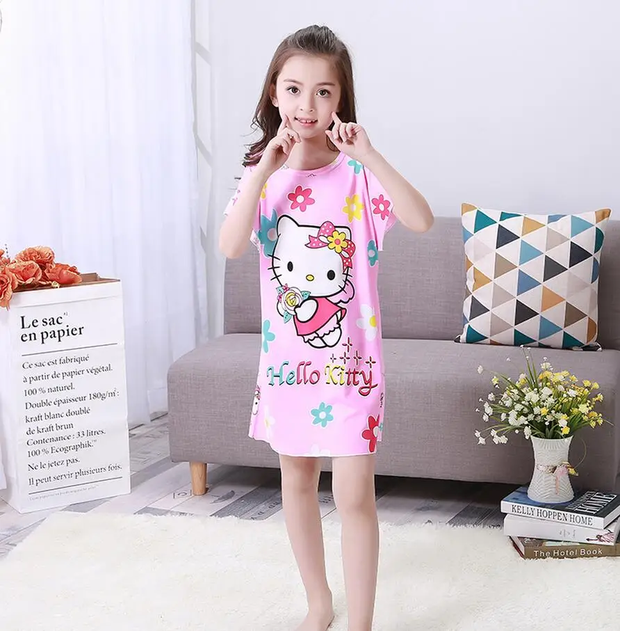 

2019 Children's Short Sleeve Nightdress New Cotton Children SleepShirts Nightgowns Girls Princess Nightdress Kids Sleepwear