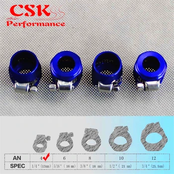 

4pcs AN4 13mm ID Fuel Hose Line End Cover Clamp Finisher Fitting Blue/Black
