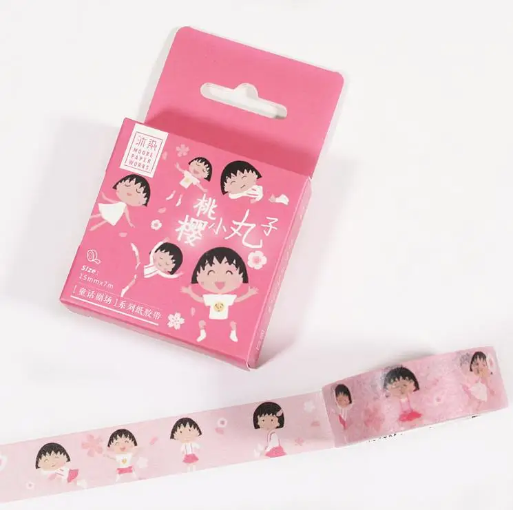 1 шт. Kawaii15mm * м 7 м милые Сакура Момоко Maruko Популярные Васи клейкие ленты клей клейкие ленты DIY стикер для скрапбукинга Label маскирования