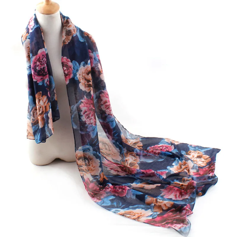 2015 Newest Ombre Floral Printed scarf Blossom Printed Cotton Voile