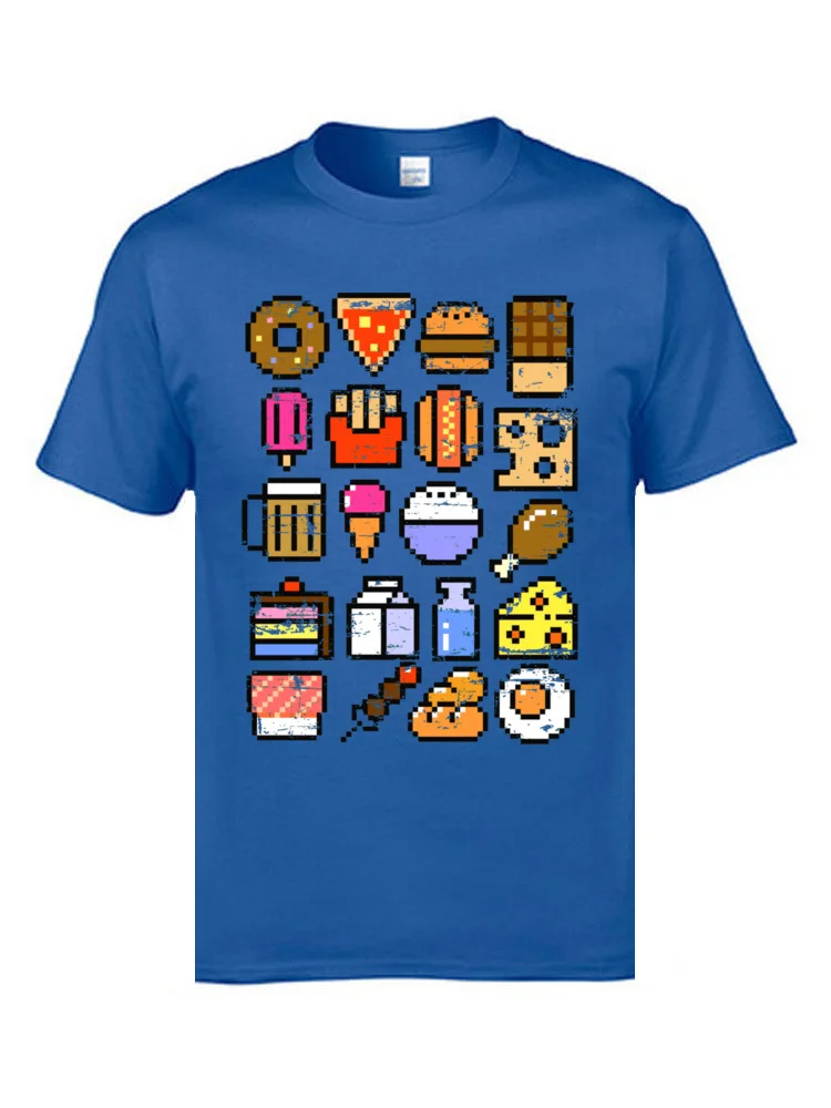 Normal Normal ostern Day All Cotton O Neck Young Tops Tees Camisa T-shirts Dominant Short Sleeve T-shirts Top Quality 8 bit Foodie v2 Distressed  9937 blue