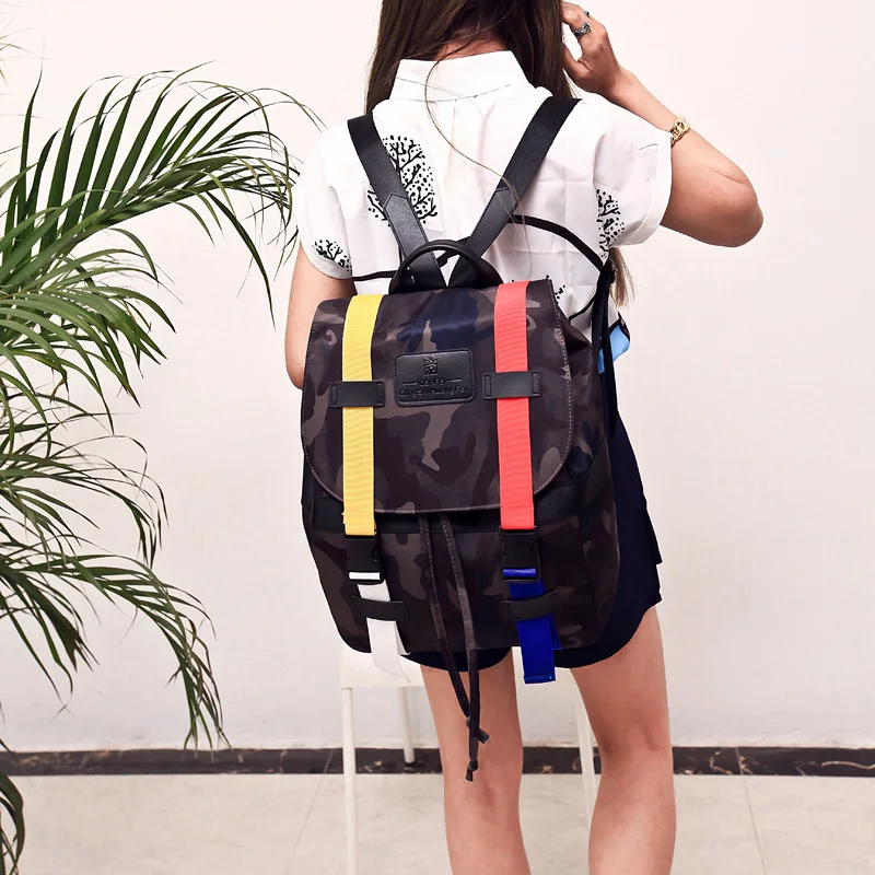 2017 the new Korean version of color camouflage shoulder bag women waterproof lightweight lovers backpacks large