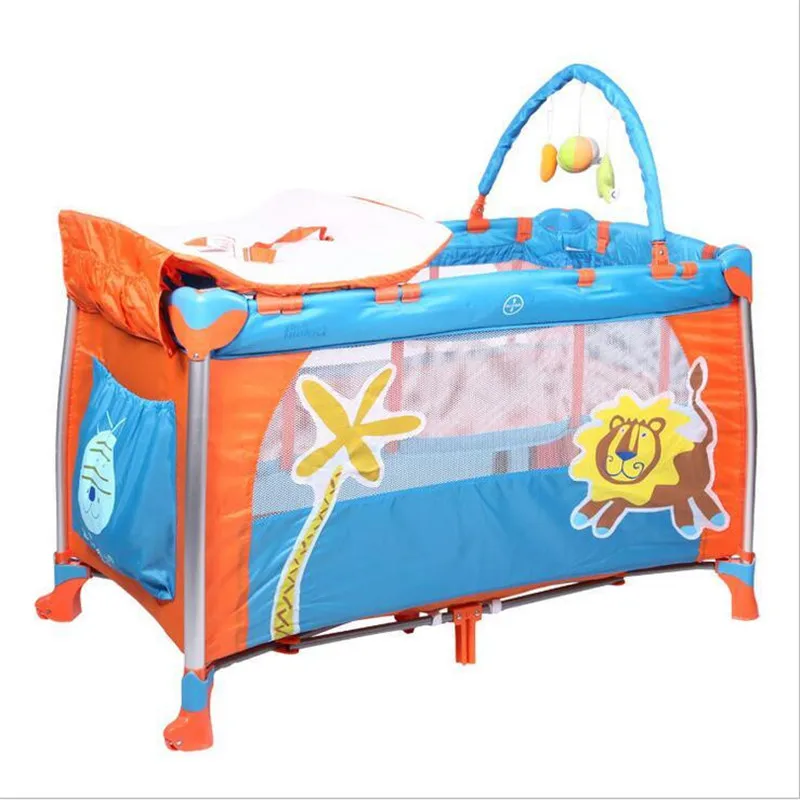  2017 Lion Pattern Baby Cribs Bed & Diaper Changing Stations Portable Foldable Playpen Crib Child Al
