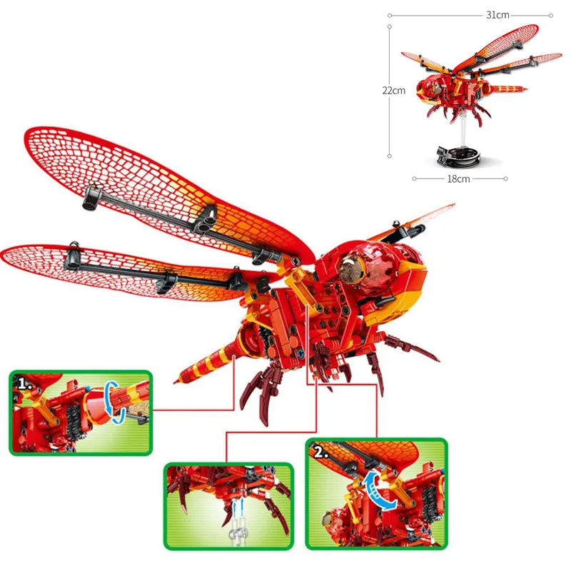 

Simulated Insect Building Blocks DIY Dragonfly Bee Model Compatible LegoINGly Technic Insekt Creator Toys for Children 703300