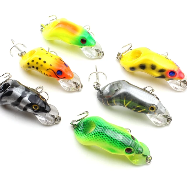 NEW 6Pcs Frog Fishing lure 6 color 6cm 9g Minnow lure Topwater Crank Lures  fishing bait Frog Fishing lures Free shipping - AliExpress