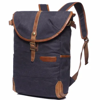 

New Men's Women's Vintage Canvas Leather Cotton Rucksack Mountaineering Book Travel Military Camouflage Backpack School Bag 13"