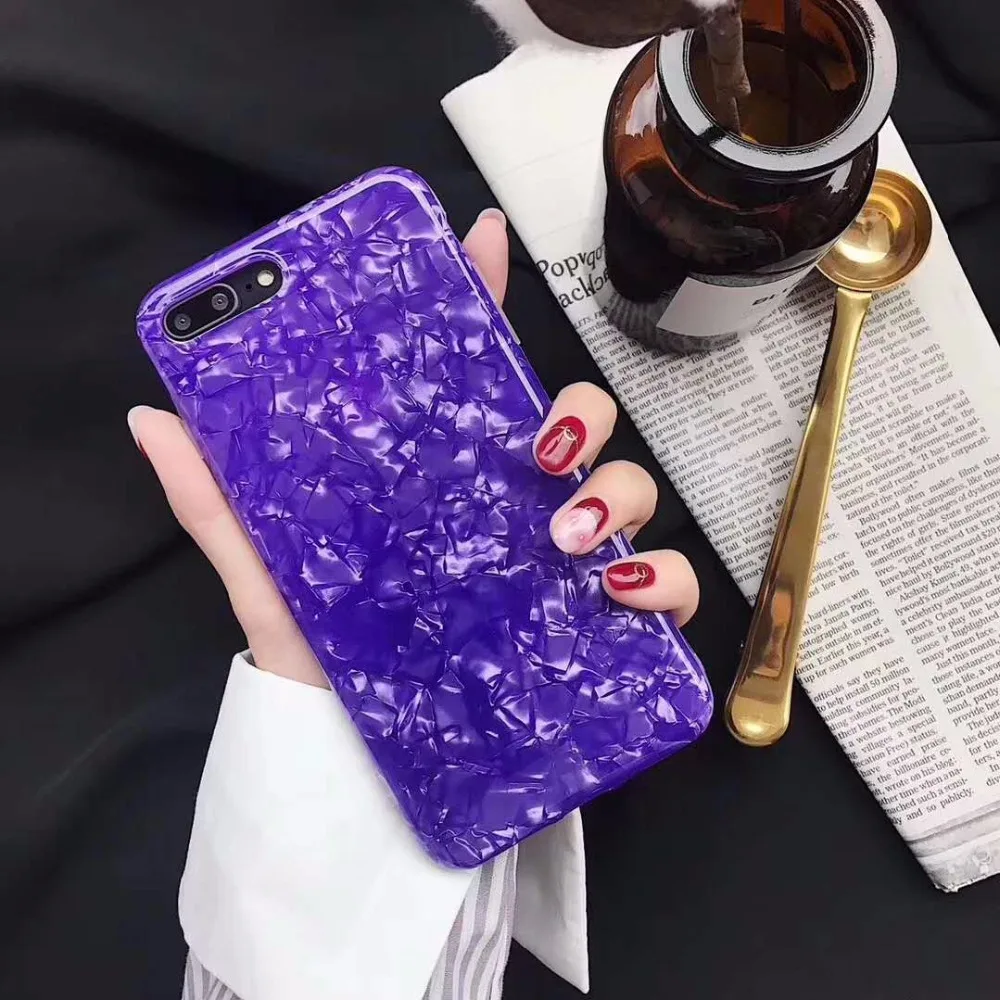 

Ayeena 2018 New Purple IMD Conch Shell Phone Case for IPhone 6 6s 6plus 7/7plus Sweet Anti-knock Soft Cover For iPhone 8 8plus X