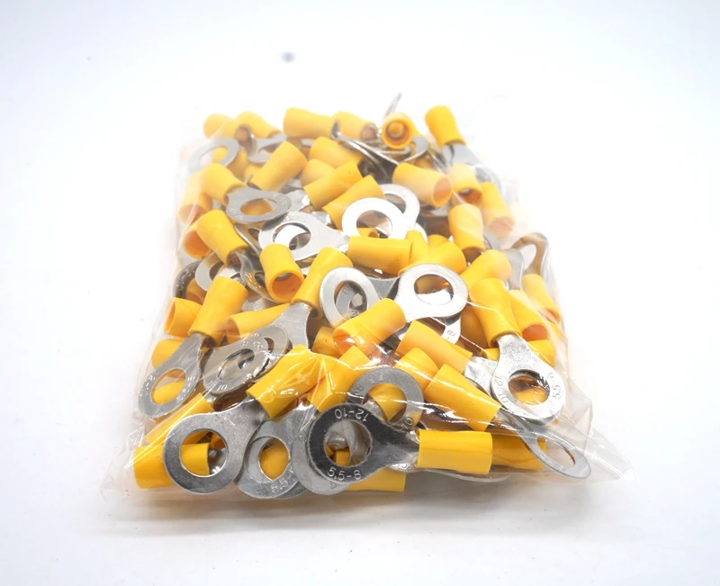 RV5.5-8 желтый кольцо изолированный костюм 4-6mm2 кабель, провод Соединительный кабель обжимные клеммы 50 шт./упак. RV5-8 RV