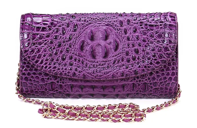 Для женщин Aligator дизайнерская сумка с клапаном Crossbody Сумки из кожи на плечо подвеска на сумку цепи сумка зеленого цвета Вечерние Сцепления - Цвет: Фиолетовый