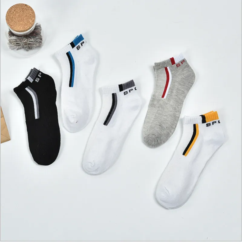 

5 Pairs/lot Men Socks Stretchy Shaping Teenagers Short Sock Suit For All Season Non-slip Durable Male Socks Hosiery