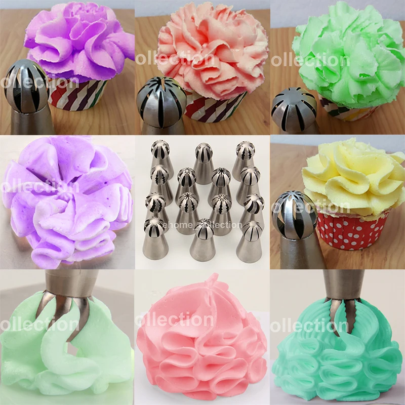 

1PC Russian Fondant Cupcake Buttercream Baking Tool Sphere Ball Shape Cream Stainless Steel Icing Piping Nozzles Pastry Tips